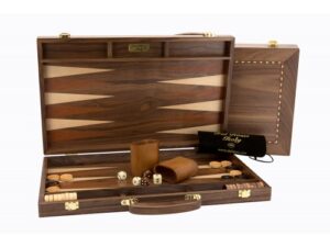 Dal Rossi Italy Walnut Backgammon With Handle 15"