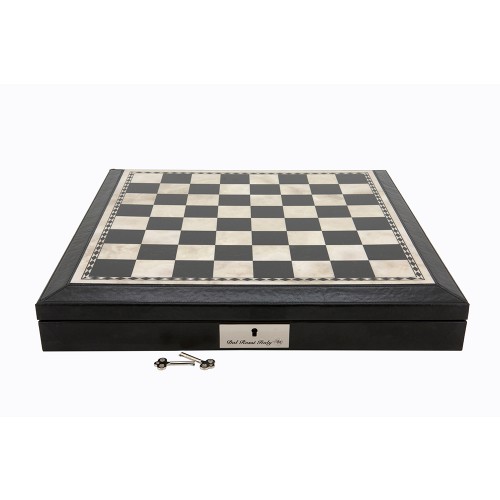 Dal Rossi Italy Chess Set 18” With Black PU Leather Edge with compartments, With Copper & Silver Weighted Metal 85mm Chess Pieces - Image 2
