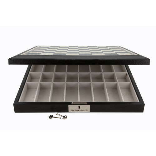 Dal Rossi Italy Chess Set 18” With Black PU Leather Edge with compartments, With Copper & Silver Weighted Metal 85mm Chess Pieces - Image 3