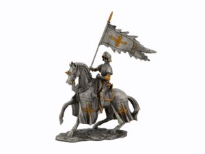 Dal Rossi Pewter MIDDLE ANCIENT KNIGHT - FLAG IN RIGHT HAND Pewter Figurines height from 110mm to 160mm