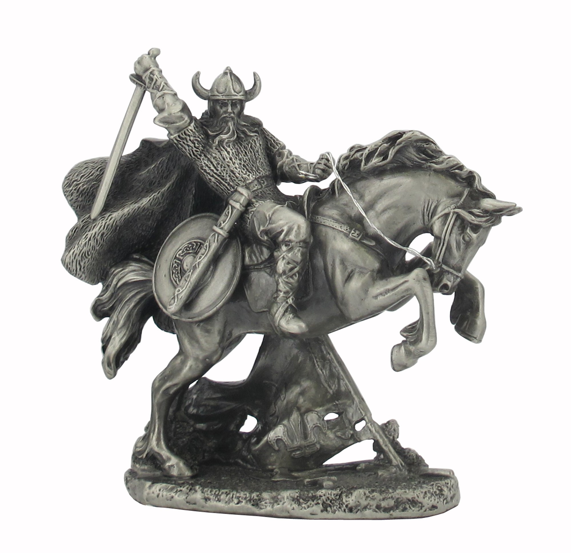Dal Rossi Pewter Viking on rearing Horse All Pewter Figurines height from 110mm to 160mm