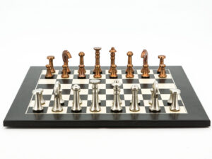 Dal Rossi Italy Chess Set Black / Erable Flat Board 50cm, With Metal Copper and silver Chessmen 80mm