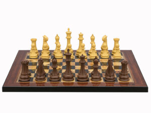 Dal Rossi Italy Chess Set Flat  Walnut Shiny Finish Board 40cm, With Queens Gambit Chessmen 90mm