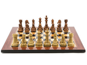 Dal Rossi Italy Chess Set Flat Walnut Shinny Finish Board 50cm, Brown and Box Wood Grain Finish Chess Pieces 110mm