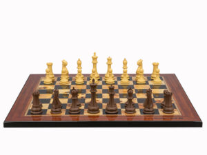 Dal Rossi Italy Chess Set Flat  Walnut Shiny Finish Board 50cm, With Queens Gambit Chessmen 90mm