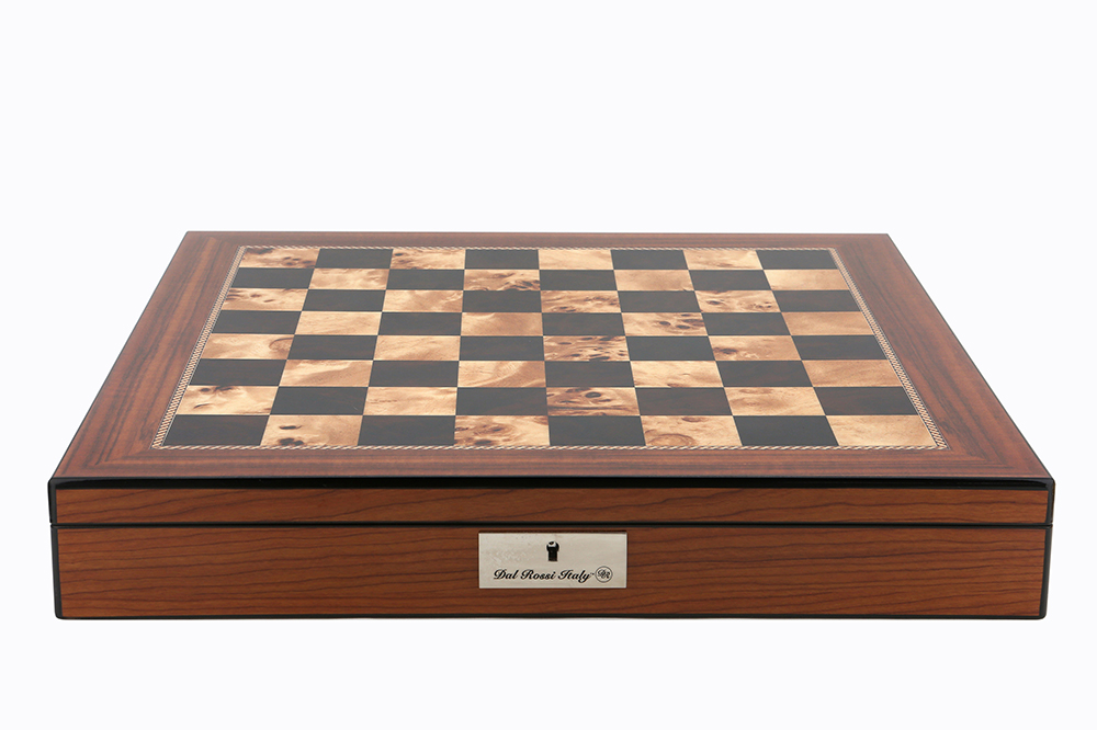 Dal Rossi Italy Chess Set Walnut Finish 20" With Compartments, With Gray and Green Gold and Silver Metal Tops and Bottoms Chess Pieces 90mm - Image 2