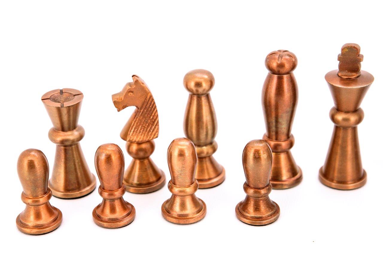Dal Rossi Italy Chess Set Carbon Fibre Finish Flat Board 40cm, With Copper & Silver Weighted Metal Chess Pieces 85mm pieces - Image 4