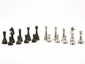 Dal Rossi Italy Chess Pieces Metal Dark Titanium and Silver 85mm Chessmen ONLY