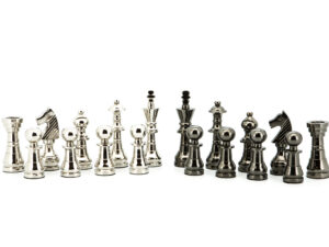 Dal Rossi Italy Chess Pieces Metal Dark Titanium and Silver 115mm Chessmen ONLY