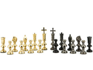 Dal Rossi Italy Chess Pieces Metal Dark Titanium and Gold 110mm Chessmen ONLY