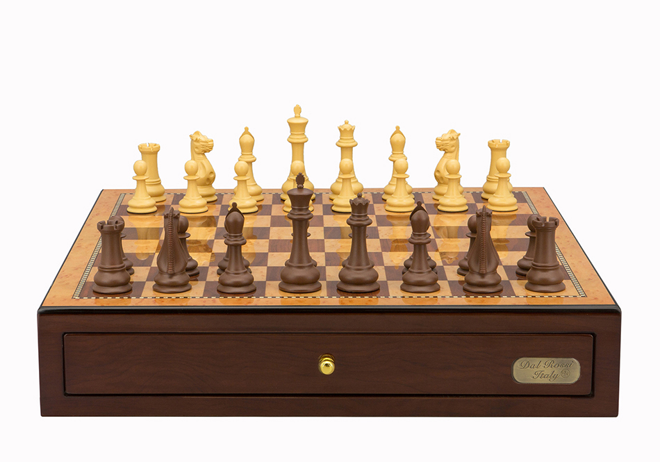 Dal Rossi Italy Chess Set Walnut Finish 18", With Queens Gambit Chessmen 90mm