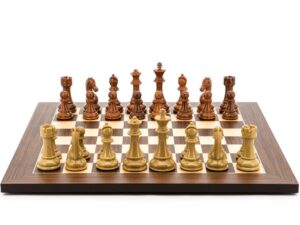 Dal Rossi Italy Chess Set Flat Palisander/Maple Board 50cm, Brown and Box Wood Grain Finish Chess Pieces 110mm