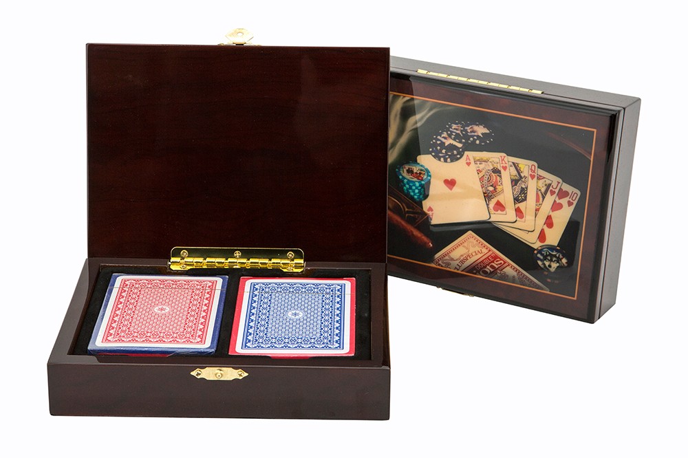 Las Vegas Card Box Wood Cigar Style including cards