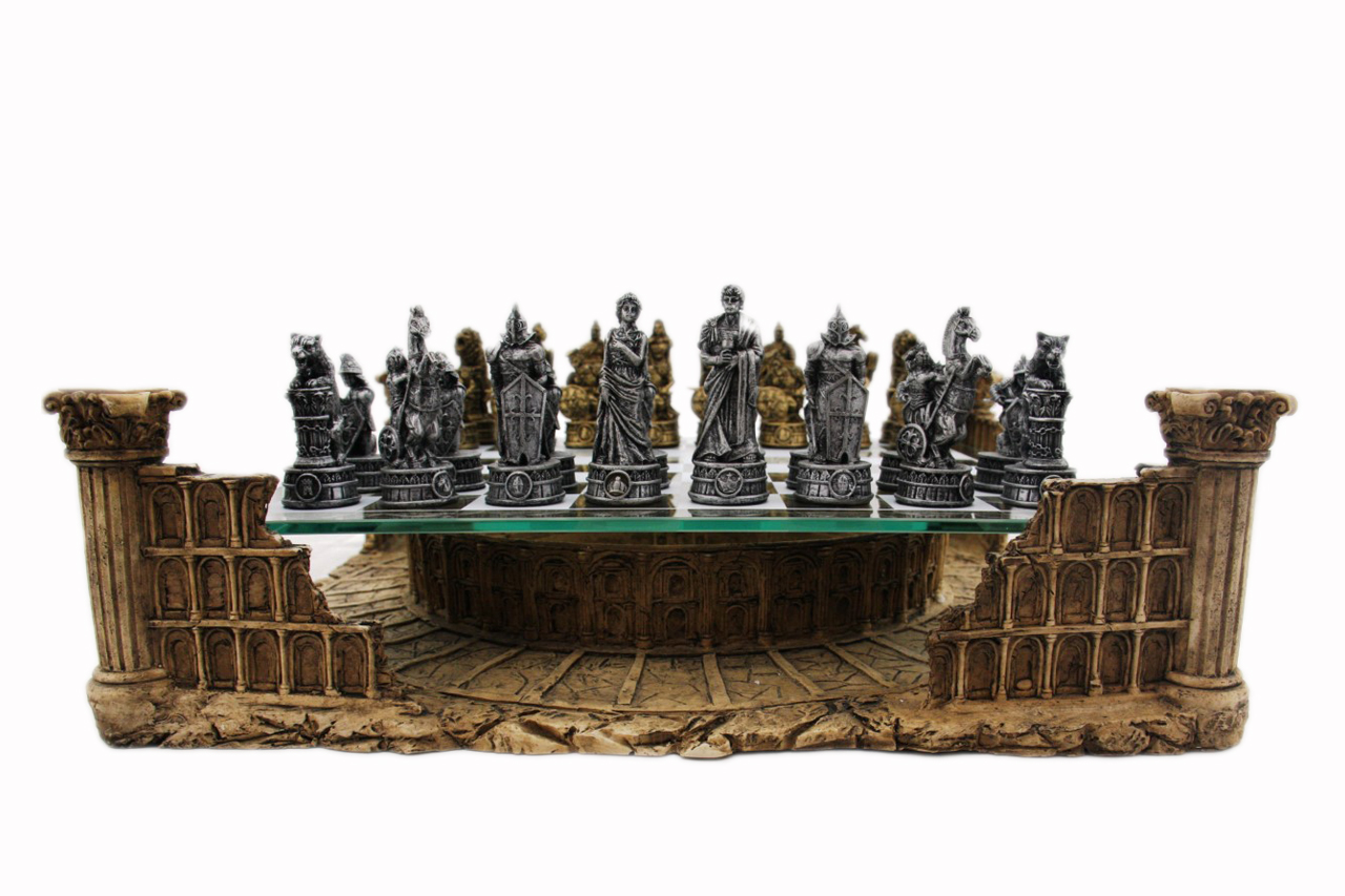 Dal Rossi Italy, Roman Colosseum Chest Set in Polyresin and Glass Board - Image 2