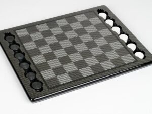 Dal Rossi Italy Carbon Fibre Checkers Set, board and pieces
