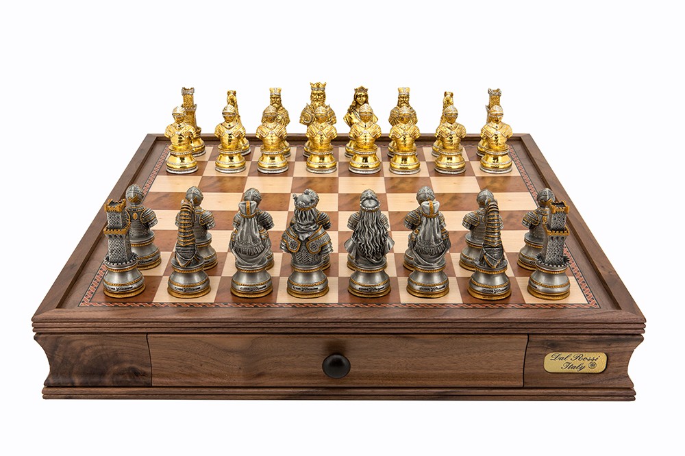 Dal Rossi Italy Medieval Warriors Chess Set with Drawers 20"