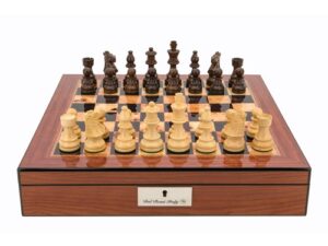 Dal Rossi Staunton Chess set Walnut Finish Chess Box 16” with compartments