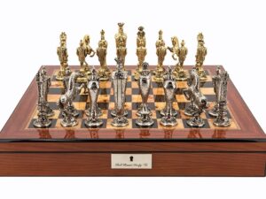 Dal Rossi Italy Renaissance Chess Set on Walnut Finish Chess Box 20” with compartments