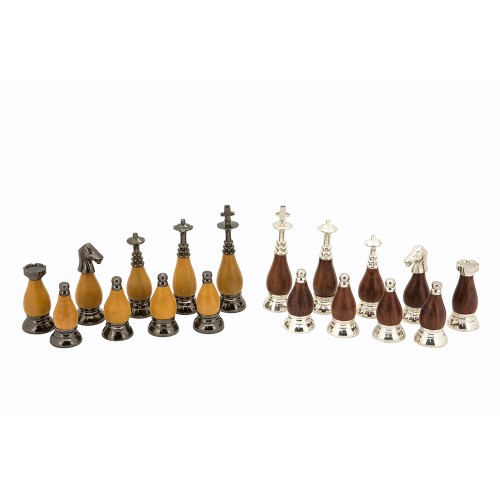 Dal Rossi Staunton Metal Wood Chess set Walnut Finish Chess Box 16” with compartments - Image 3