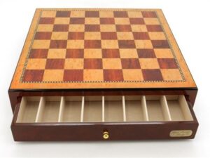 Dal Rossi Italy, Chess Box Only with Drawers 18"  Shiny Mahongany Finsh