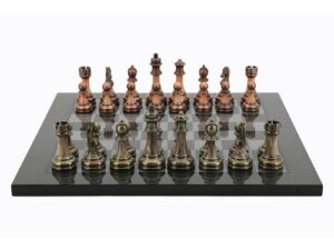 Dal Rossi Italy Antique Chess Pieces on Carbon Chess Board 40cm
