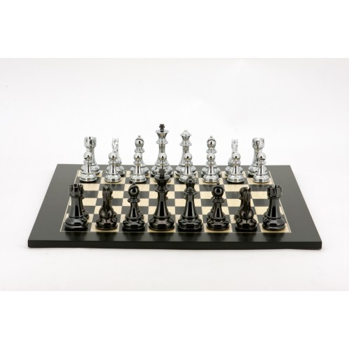 Dal Rossi Italy Chess Set, 50cm Board With Silver and Titanium Black Weighted Chess Pieces (101mm) - Image 3