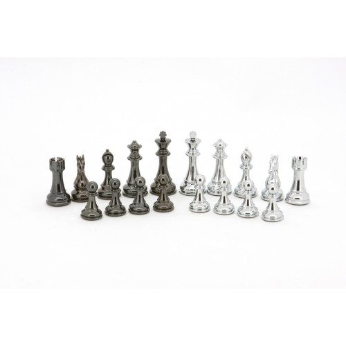 Dal Rossi Italy Chess Set, 50cm Board With Silver and Titanium Black Weighted Chess Pieces (101mm) - Image 4