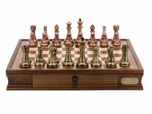 Dal Rossi Italy Chess Set 20", With Bronze & Copper Weighted Chess Pieces 101mm pieces
