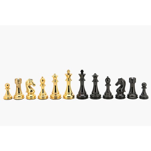 Dal Rossi Italy Gold & Titanium Chess Pieces on Walnut Shiny Finish Chess Board 20” - Image 3