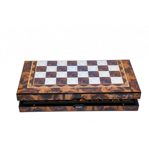 Dal Rossi Mosaic Finish Folding Chess Set, 16" - Image 2