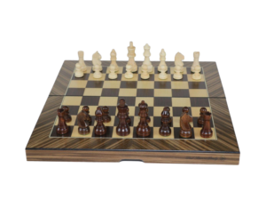 Dal Rossi Palisander/Box Wood Finish Folding Chess Set, 16" NEW