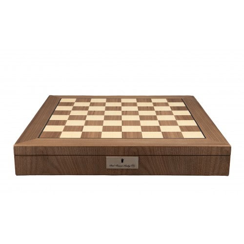 Dal Rossi Italy, Medieval Pewter Chessmen on a Walnut Inlaid Chess Box with Compartments 20" - Image 2