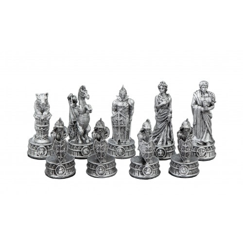 Dal Rossi Italy Roman Chessmen  on a Walnut Shiny Finish, 50cm Chess Board - Image 4