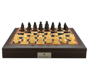 Dal Rossi Italy Isle of Lewis Chess Set with Brown Bevelled Edge 18"