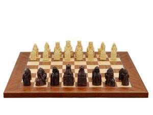 Dal Rossi Italy Isle of Lewis Chess Set on a Mahogany / Maple, 40cm Chess Board