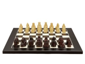 Dal Rossi Italy Isle of Lewis Chess Set on a  Black / Erable Chess Board 40cm