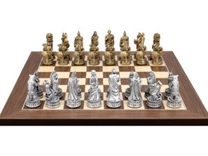 Dal Rossi Italy Roman Chessmen  on a Palisander / Maple, 40cm Chess Board