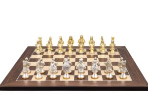 Dal Rossi Italy, Medieval Warriors Metal Chessmen 85mm on a Palisander / Maple, 50cm Chess Board