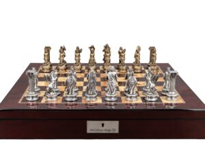 Dal Rossi Italy European Warriors on a Mahogany Finish, Chess Box 20” with compartments