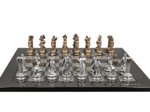 Dal Rossi Italy European Warriors on a Carbon Fibre Finish, 50cm Chess Board