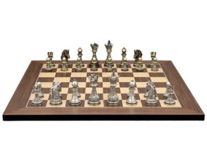 Dal Rossi Italy Regal Copper and Silver 90mm Chess Pieces on Palisander/Maple, 50cm Chess Board