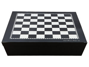 Dal Rossi Italy Black and White High Gloss Finish Angular Chess Box 20” with compartments
