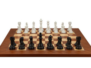 Dal Rossi Italy Modern Staunton Style Black and White Chess Pieces on Mahogany/Maple, 50cm Chess Board