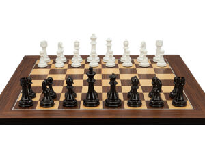 Dal Rossi Italy Modern Staunton Style Black and White Chess Pieces on Palisander/Maple, 50cm Chess Board