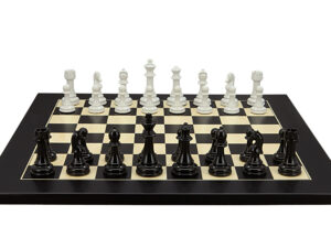 Dal Rossi Italy Modern Staunton Style Black and White Chess Pieces on Black / Erable 50cm Chess Board