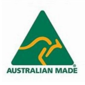 Australian Made logo with kangaroo and green triangle design.