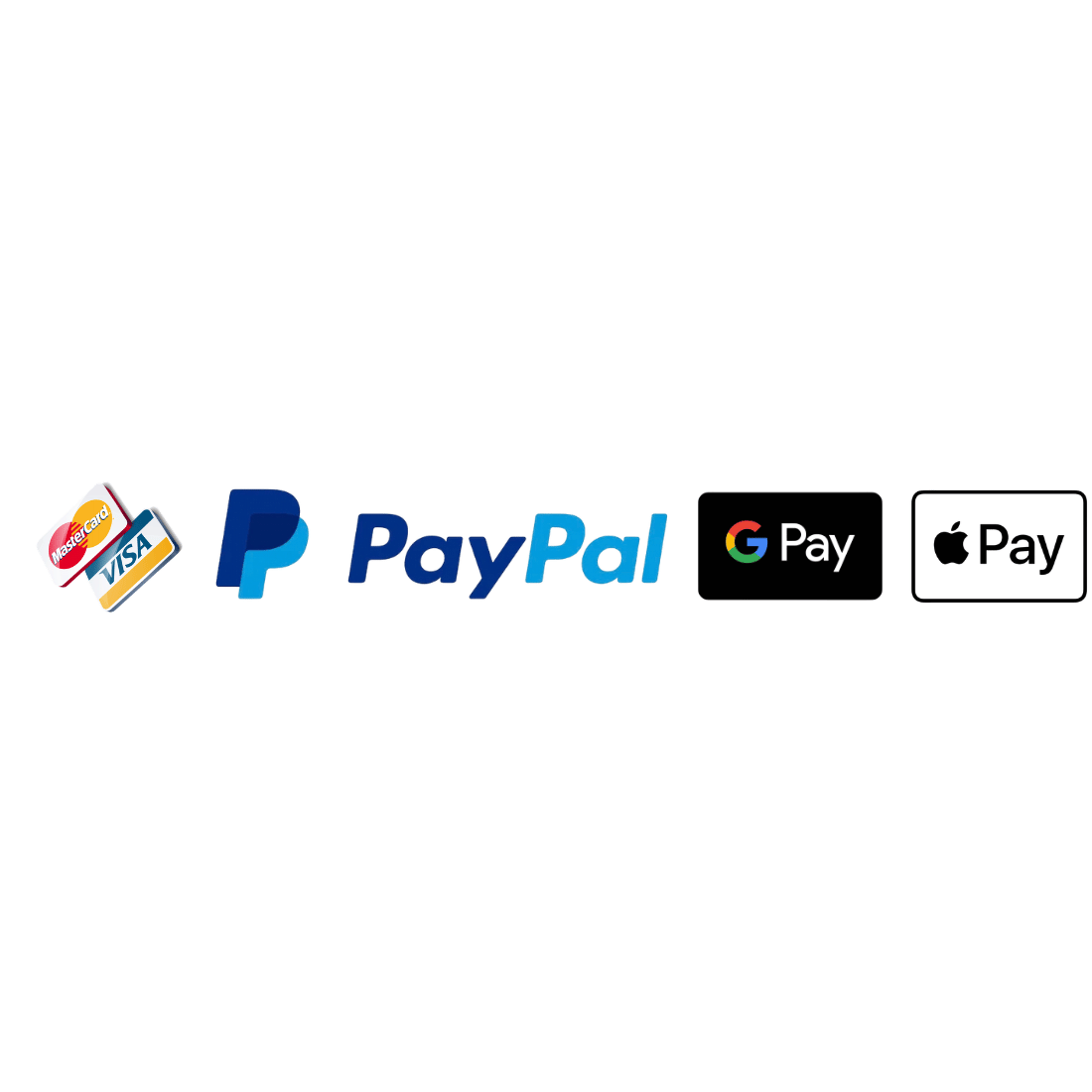 Various payment method logos including Visa, PayPal, Google Pay, and Apple Pay.