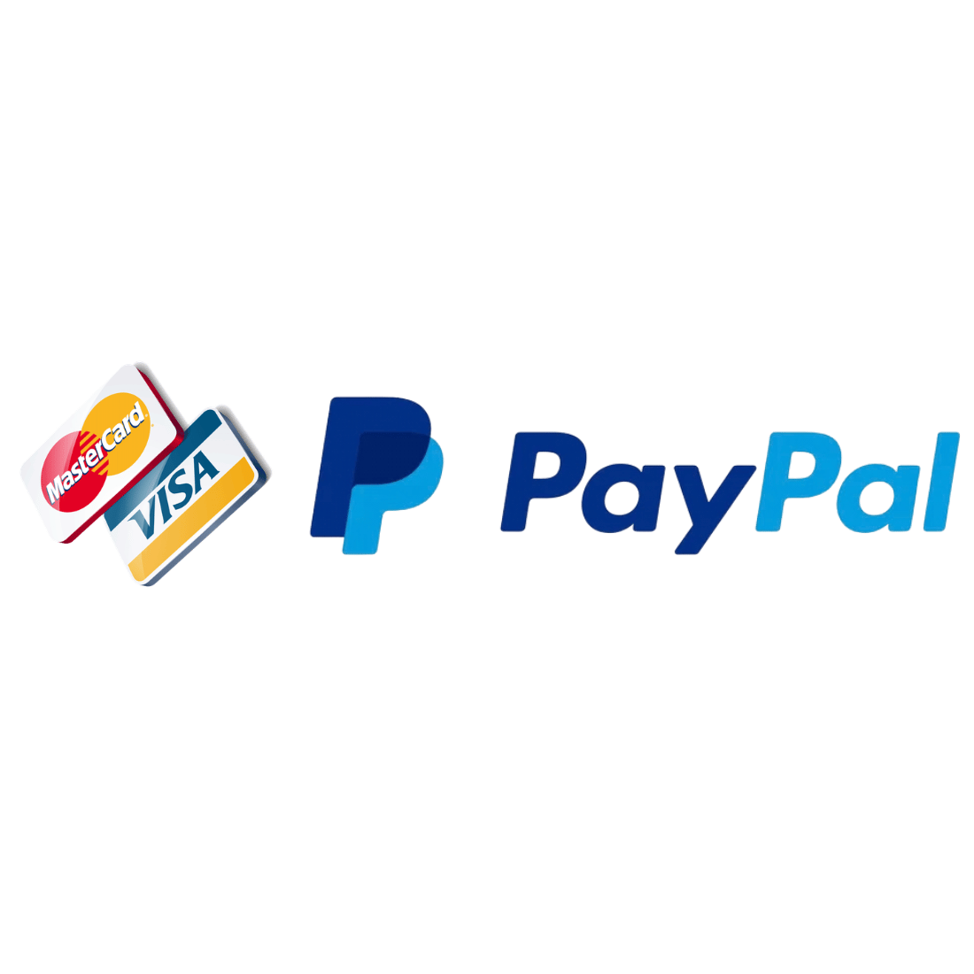 PayPal, Visa, and MasterCard logos for online payment options.