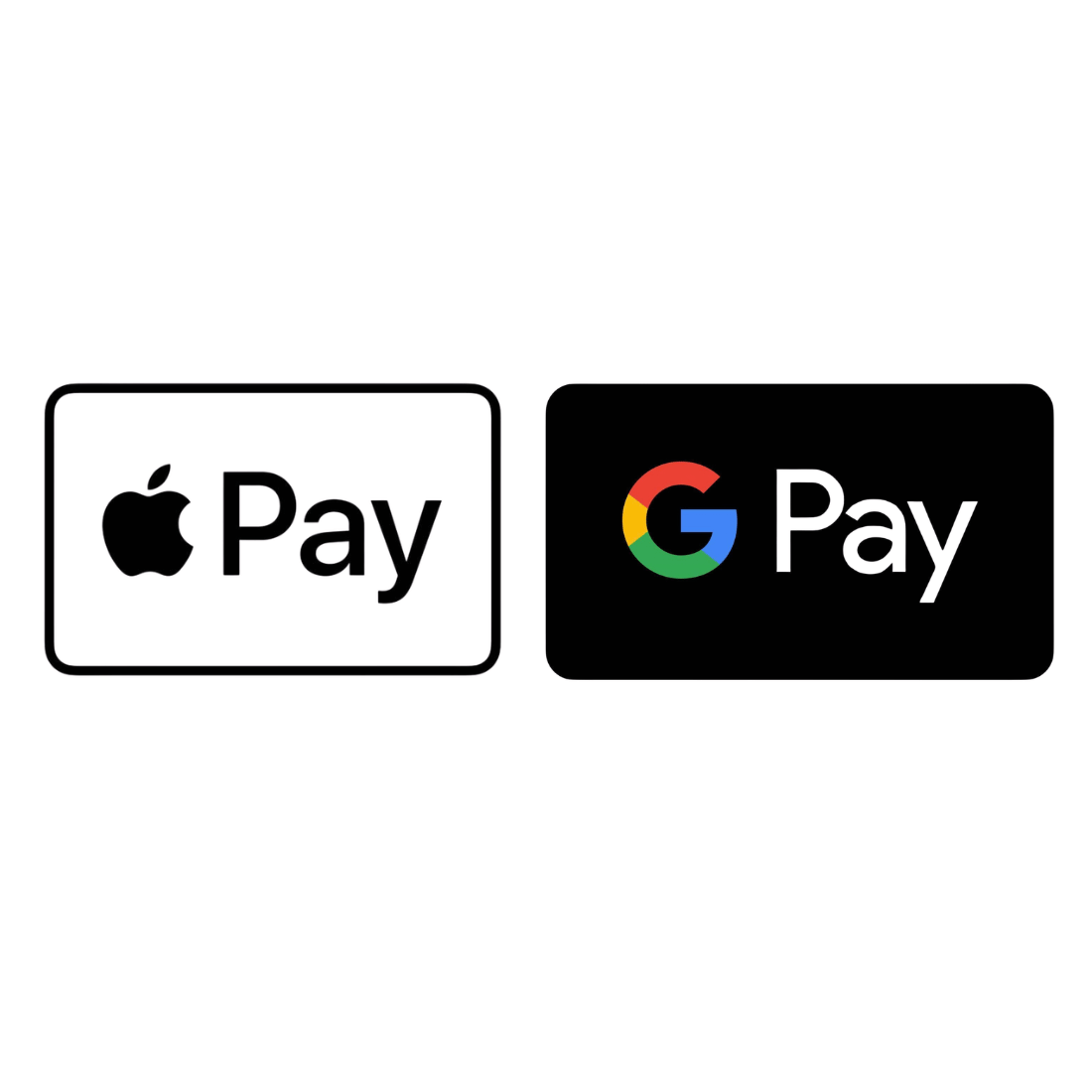 Apple Pay and Google Pay logos for contactless payment options.