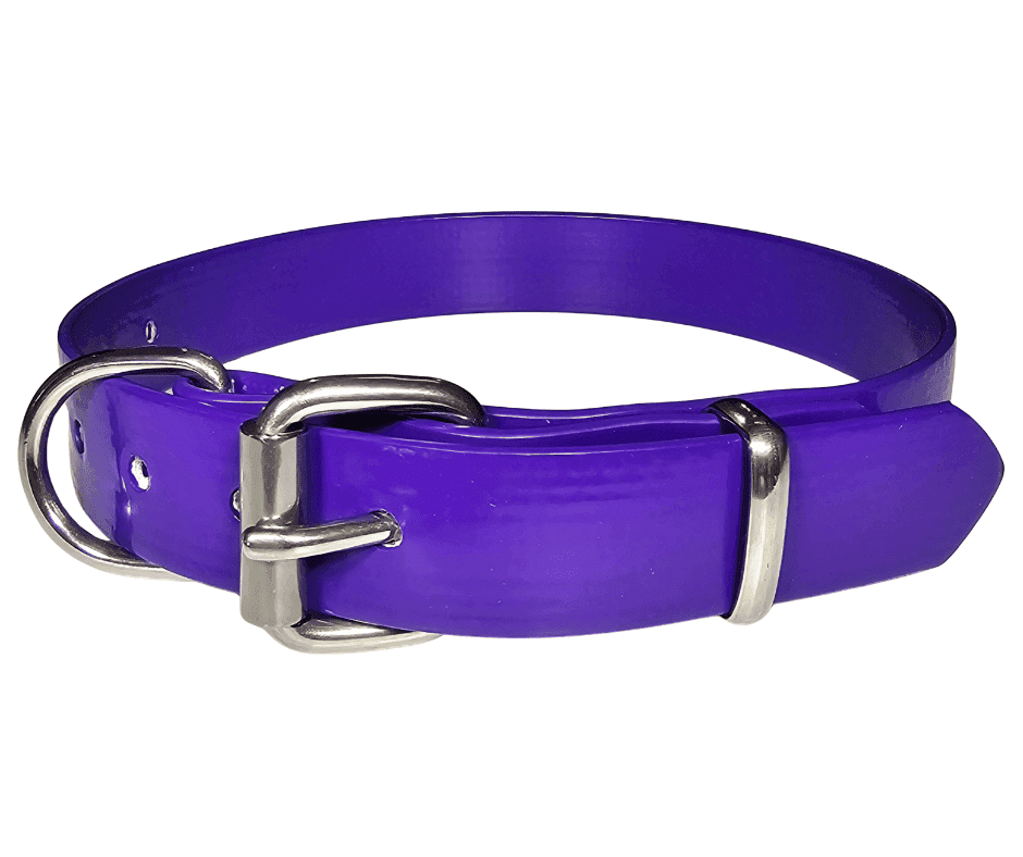 Working Dog Collar pvc stainless steel 25mm. Made using Australian made PVC. They are soft, durable and long lasting. This colour is purple